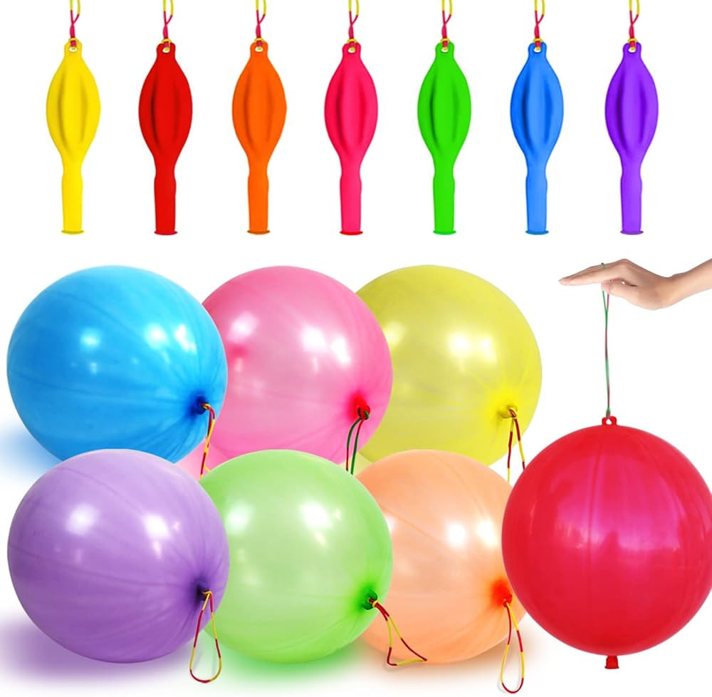 30Pcs Punch Balloons, Thickened Neon Punching Balloon Heavy Duty Party Favors for Kids with Rubbe... | Amazon (US)