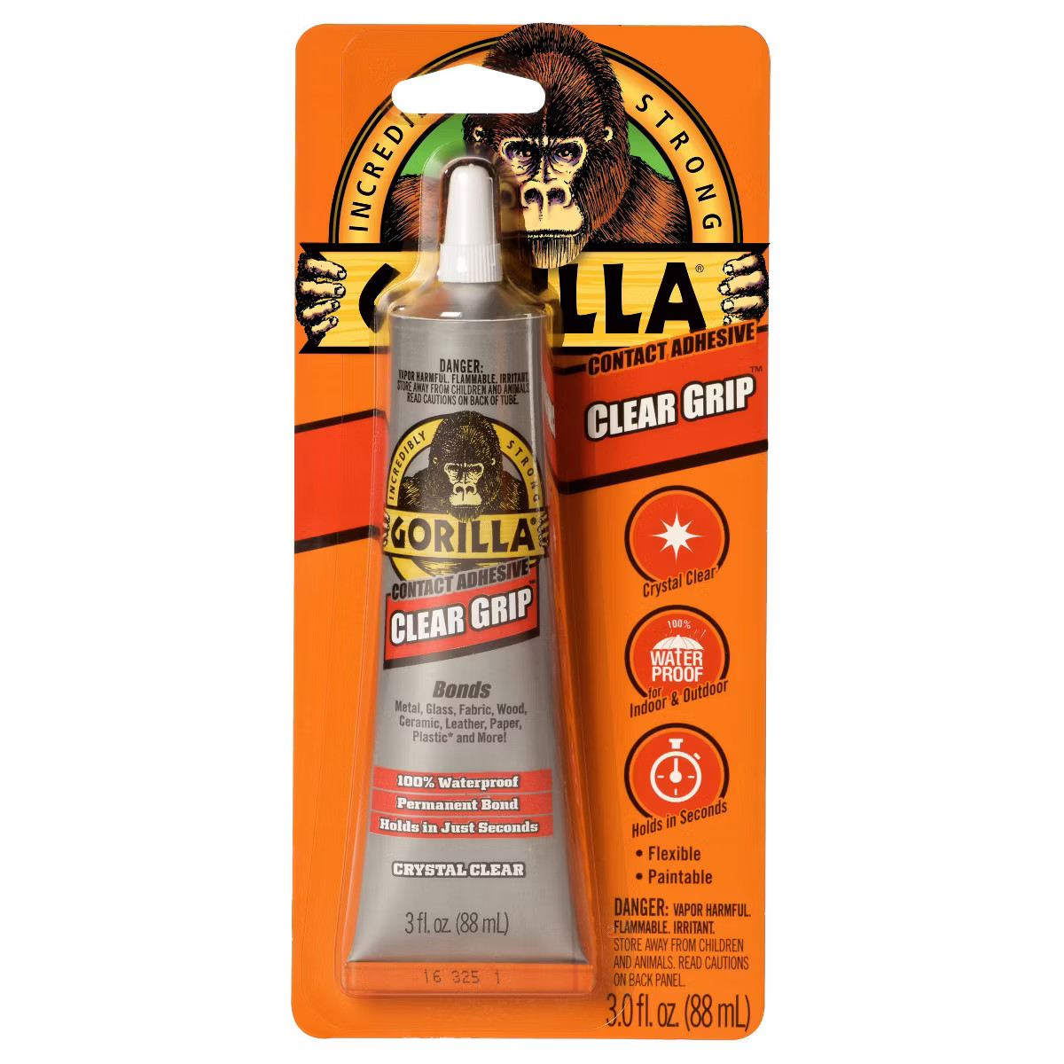 Gorilla Glue 3oz Clear Grip Contact Adhesive: Water-Resistant, Washable, Dries Clear, Silicone & ... | Target