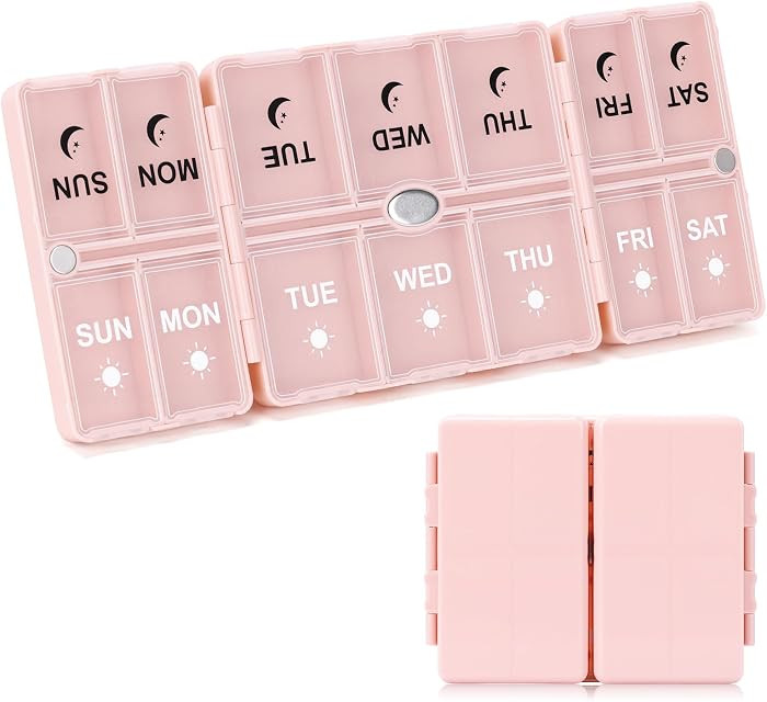 FYY Weekly Pill Organizer 2 Times a Day, Travel Pill Box 7 Day -Pink | Amazon (US)