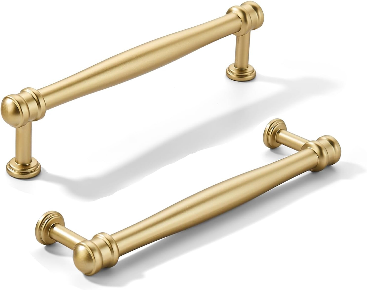 khtumeware 2 Pack 5inch(128mm) Hole Center Brushed Gold Cabinet pulls Matte Gold Solid Heavy-Duty Tradition Kitchen Cabinet Handle Cabinet Hardware for Dressing Table Bathroom Pull | Amazon (US)
