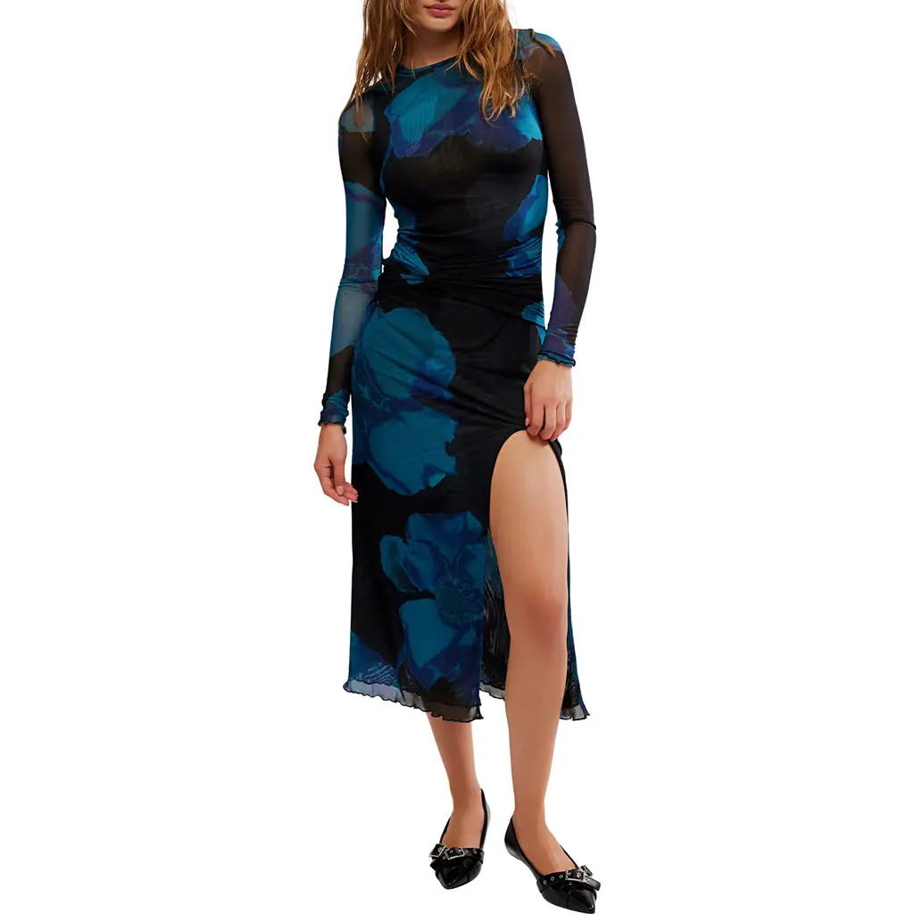 Free People Gianni Print Long Sleeve Maxi Dress in Night Combo at Nordstrom Rack, Size Medium | Nordstrom Rack