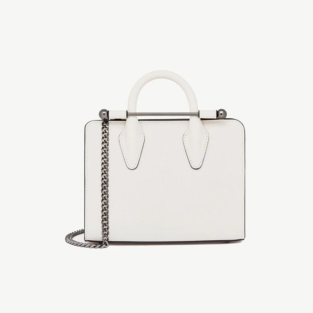 Strathberry - Nano Tote - Top Handle Leather Mini Tote Bag - Cream / White | Strathberry