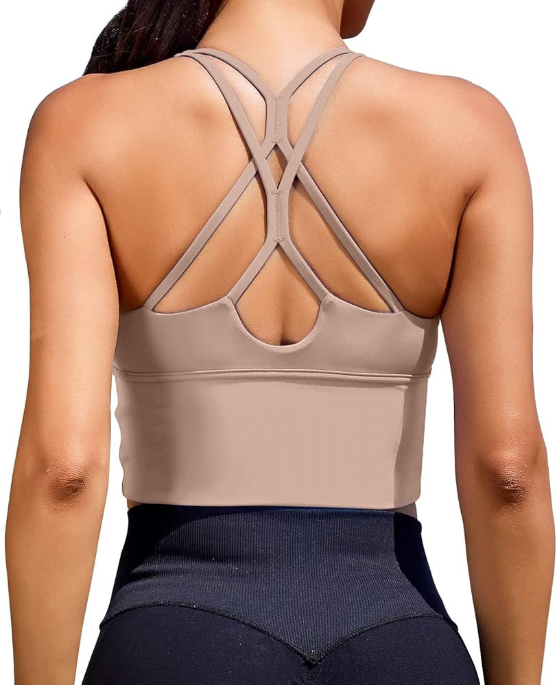 XUNYU Women Sports Bras Longline Fitness Crop Tops Tank Gym Camisole Strappy Criss Cross Yoga Wor... | Amazon (US)