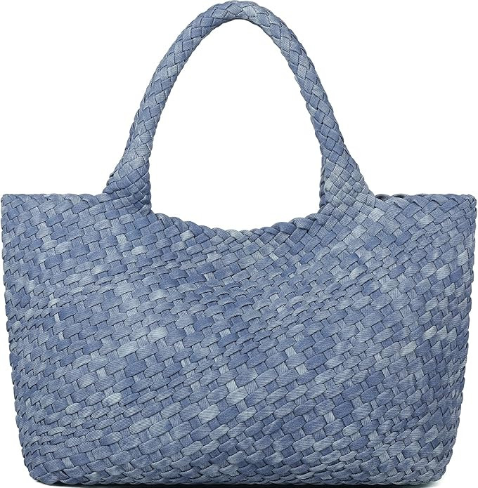 Queenoris Woven Bag for Women, Fashion Top Handle Shoulder Bag Vegan Leather Shopper Bag Large Tr... | Amazon (US)