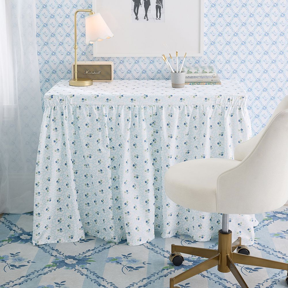 Hill House Home Clematis Scallop Floral Desk Skirt | Pottery Barn Teen