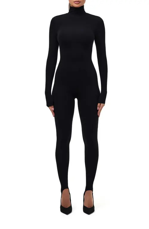 Naked Wardrobe Long Sleeve Stirrup Jumpsuit in Black at Nordstrom, Size Small | Nordstrom