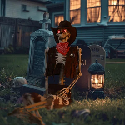 Kaytlynne Halloween Life Size Skeleton 5.4 FT Bones Creepy Sound Realistic with Posable Joints Party Home Garden Decorations | Wayfair North America