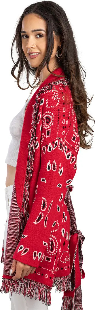 SAACHI Bandana Print Fringe Cardigan | Nordstromrack | Nordstrom Rack