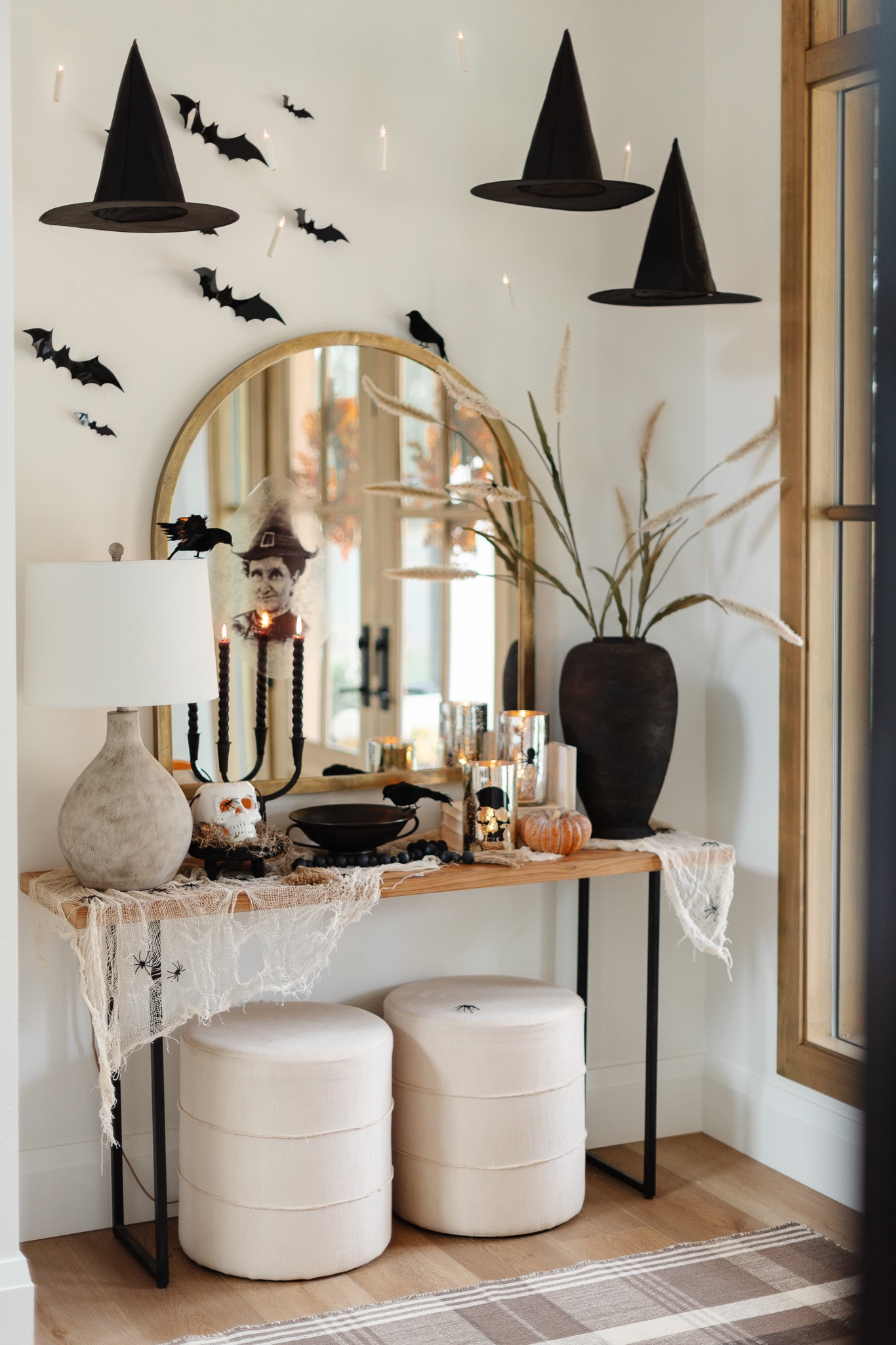 Shop our entry from last Halloween here! 

Fall decor, Halloween decor, mirror, entry table, lamp, witch hat, battery candles, spooky, ottoman, skull, candles, bowl, vase, pot, witch, spiderweb 

#LTKSeasonal #LTKhome #LTKunder100
