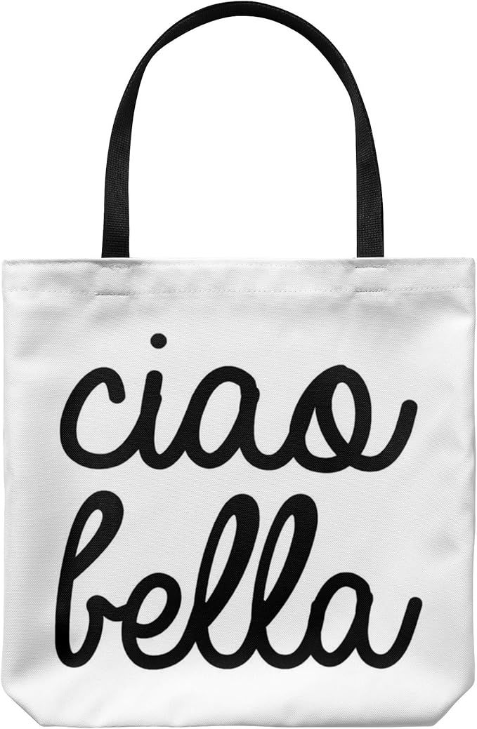 Tote Bag Italy Themed - Ciao Bella Casual & Big but Stylish Poplin Shoulder Handbag for Work & Tr... | Amazon (US)