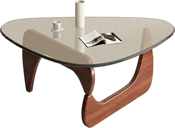 Triangle Coffee Table for Living Room Clear Glass Coffee Table with Solid Wood Base Mid Century M... | Amazon (US)