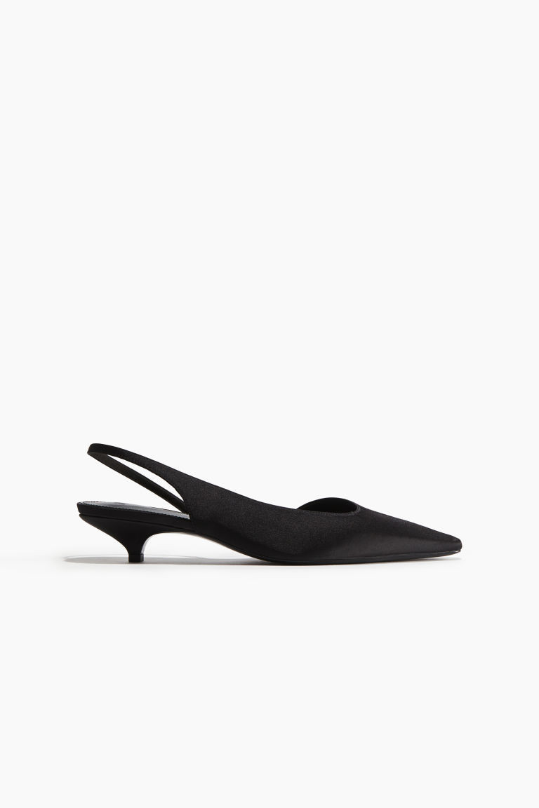 H & M - Satin Slingbacks - Black | H&M (US + CA)