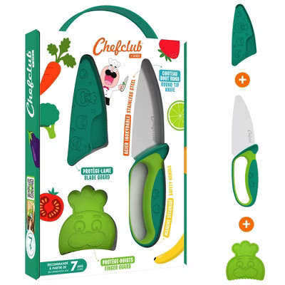 Chefclub Kids - Kitchen Knife Set for Children - Stainless Steel Blade - Finger Guard and Blade Protection Included - (Green) | Target