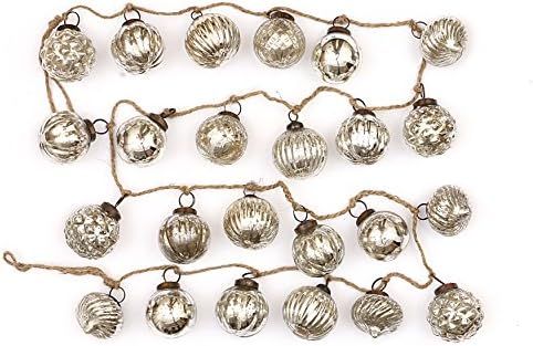 Creative Co-op Embossed Antique Mercury Glass Ornamental Garland, 72 Inch, Silver | Amazon (US)