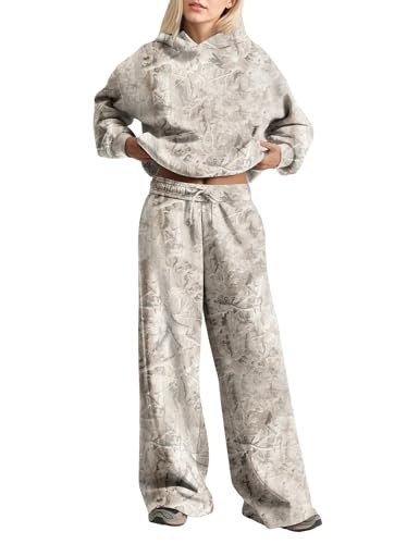 Women 2 Piece Lounge Outfits Camo Hoodies Sweatpants Sets Maple Leaf Print Hooded Sweatshirt Swea... | Amazon (US)