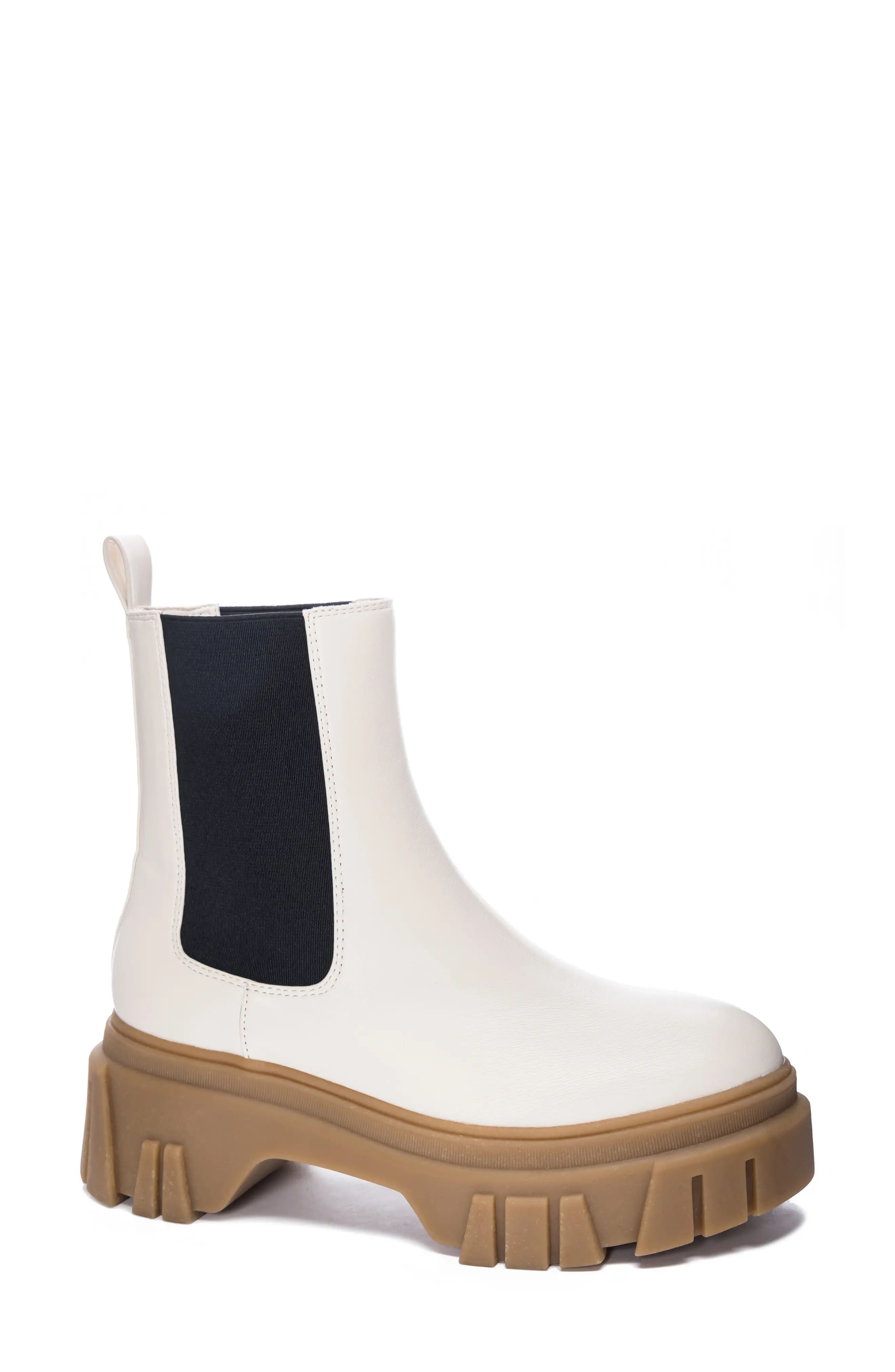Chinese Laundry Jenny Platform Chelsea Boot, Size 8.5 in Cream Smooth at Nordstrom | Nordstrom