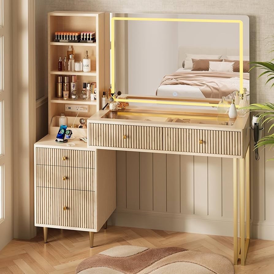 In love with this vanity! So stylish and perfect for the corner of your bedroom! 

Storage, vanity, makeup, bedroom, mirror, desk

#LTKActive #LTKGiftGuide #LTKHome