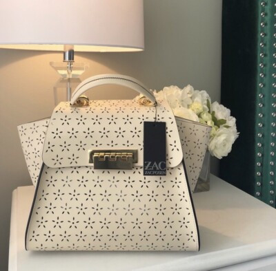 New With Tags Zac Posen Lasercut Eartha Floral Ivory Top Handle Purse Handbag  | eBay | eBay US