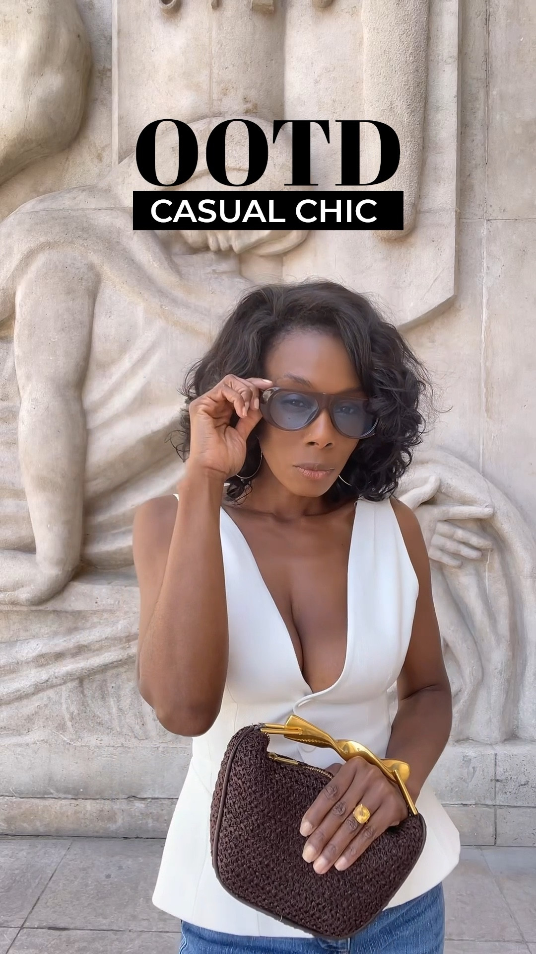 Keeping things cool and casual today  in a white linen waistcoat and jeans.  Effortlessly accessorized with a pair of pointy toe sling backs with a kitten heel, aviator sunglasses, hoop earrings, and a straw mini bag with gold top handle, this  casual yet chic outfit can be worn anywhere. Whether you’re out to lunch, going for drinks, or on a casual date, you’ll always look fabulous. 

#LTKSummerEdit #LTKItBag #LTKStyleTip