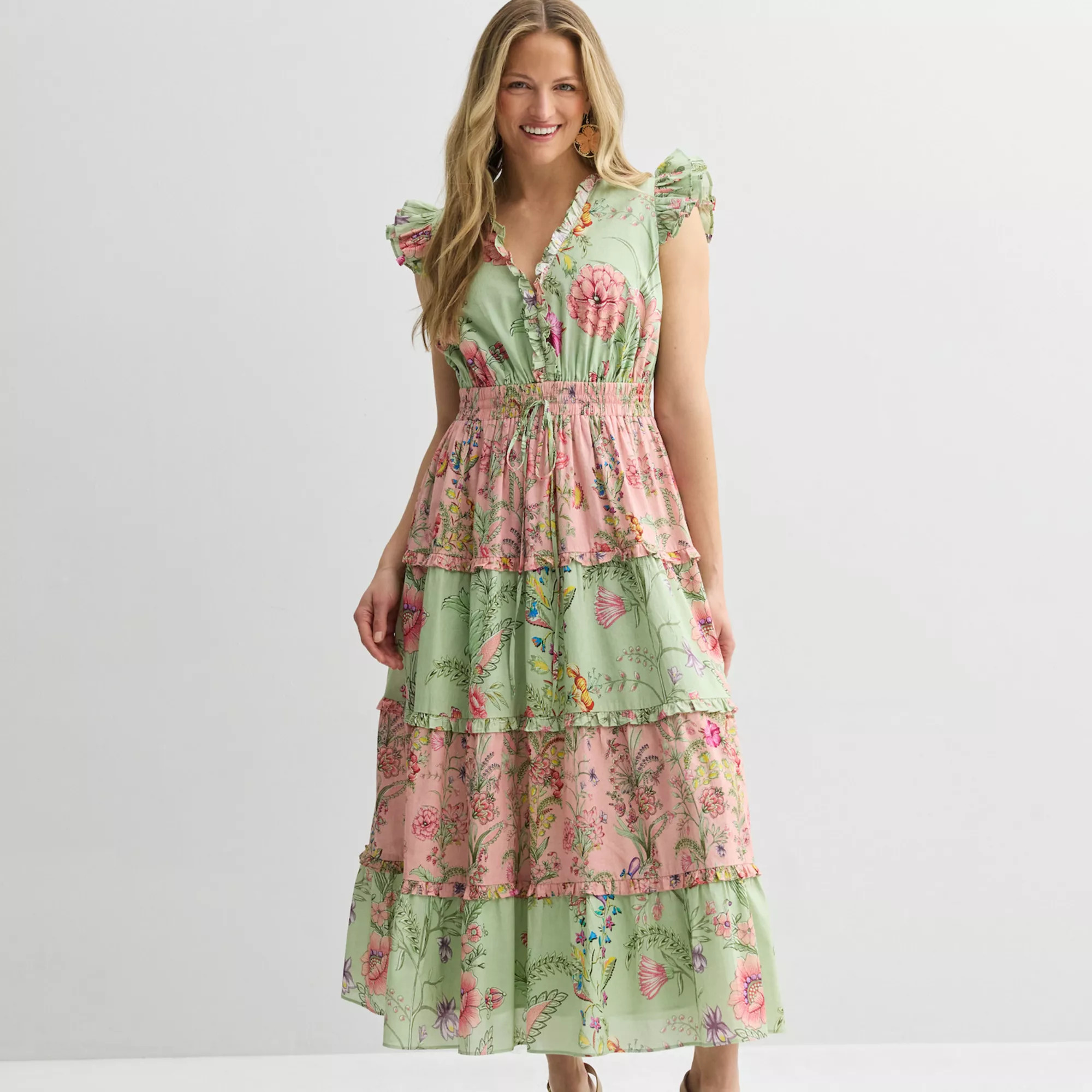 Women's Farmers Market V-Neck Ruffle Midi Dress | Kohl's