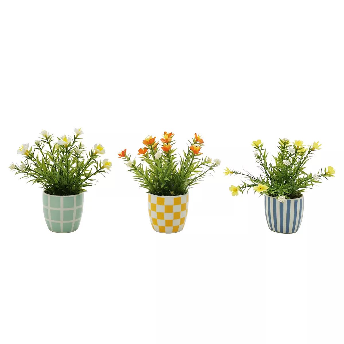 Sonoma Goods For Life® Set of 3 Mini Floral Arrangements in Patterned Pots Table Decor | Kohl's