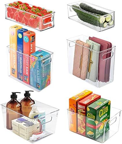 Clear Plastic Storage Bins,AGRUYO Pantry Organization and Kitchen Organizer,Pantry Storage Bins With | Amazon (US)
