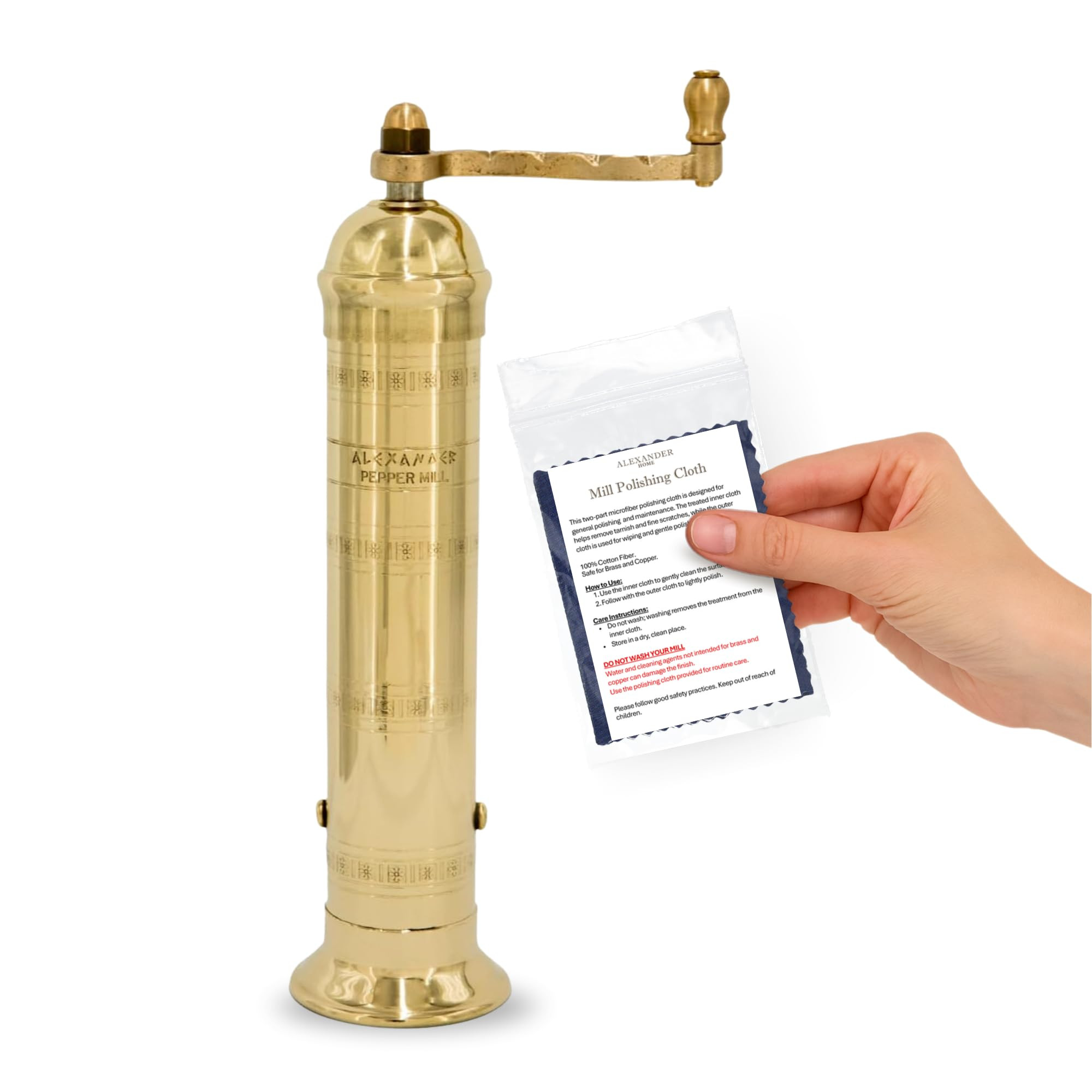 Original Greek Pepper Mill, 9-Inch Brass – European Manual Pepper Grinder, Refillable, with Pol... | Amazon (US)