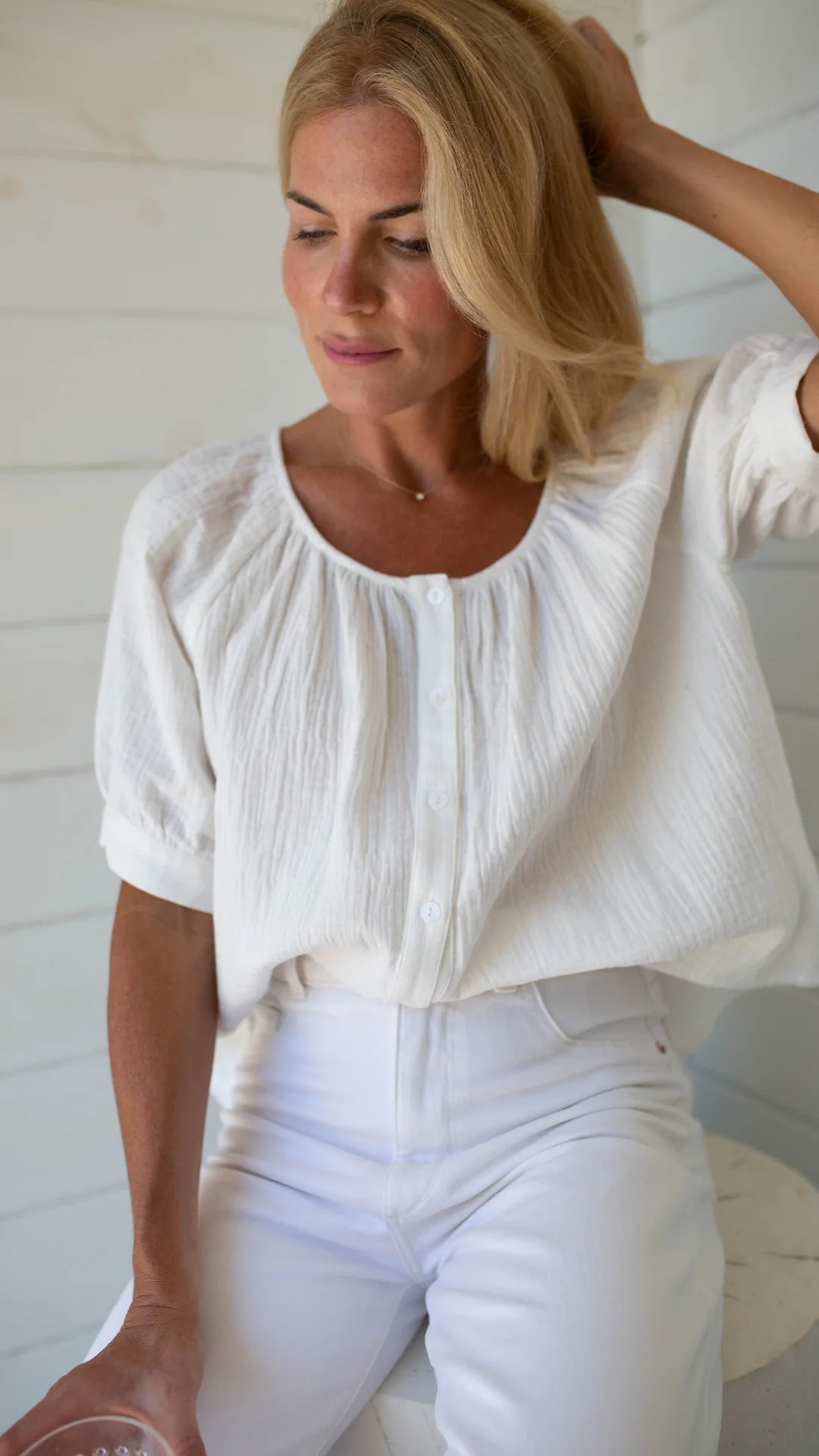 Everly Gauze Top - White | Marea