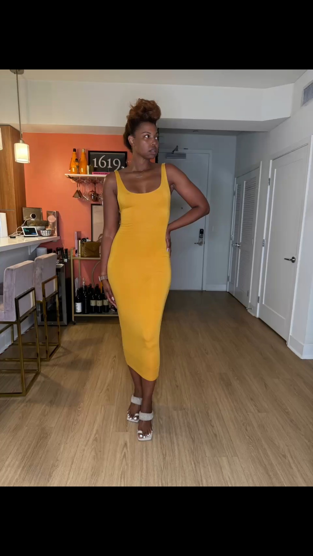 You all know, I love to make a statement… And this yellow is not mellow. This calf length bodycon dress is double lined so you don’t have to wear undergarments with it. I also like that it gives you a little bit of side boob for a little extra raciness.

#Dresses #Summer #Yellow #BodyCon #midlength #Fun #DateNight #GirlDinner #Sexy #Sandals #Yacht #Boat #LaborDay #Parties #Shoes #Slingbacks

#LTKParties #LTKTravel #LTKxVICI