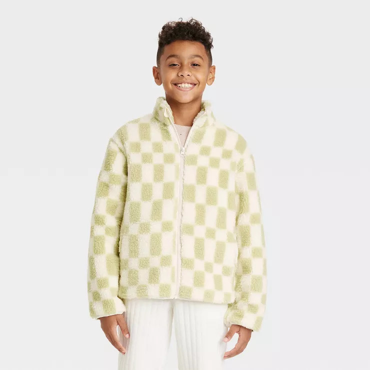 Kids' Checkered Polar Fleece Zip-Up Jacket - Cat & Jack™ | Target