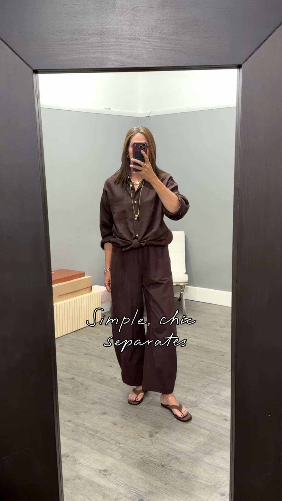 Chic separates for summer. A tonal colour drench look is a simple way to elongate your shape and always looks really put together. Add a few gold pieces to add some glam and you’ve got an easy day to evening look.

These cotton trousers are light and the shape is very flattering. The shirt Is nicely oversized and complements the cotton perfectly. Add a contrast colour or texture with the bag to personalise the look 🤎

I’m wearing 10 trousers and small shirt.

#LTKsummer #LTKstyletip #LTKover50style