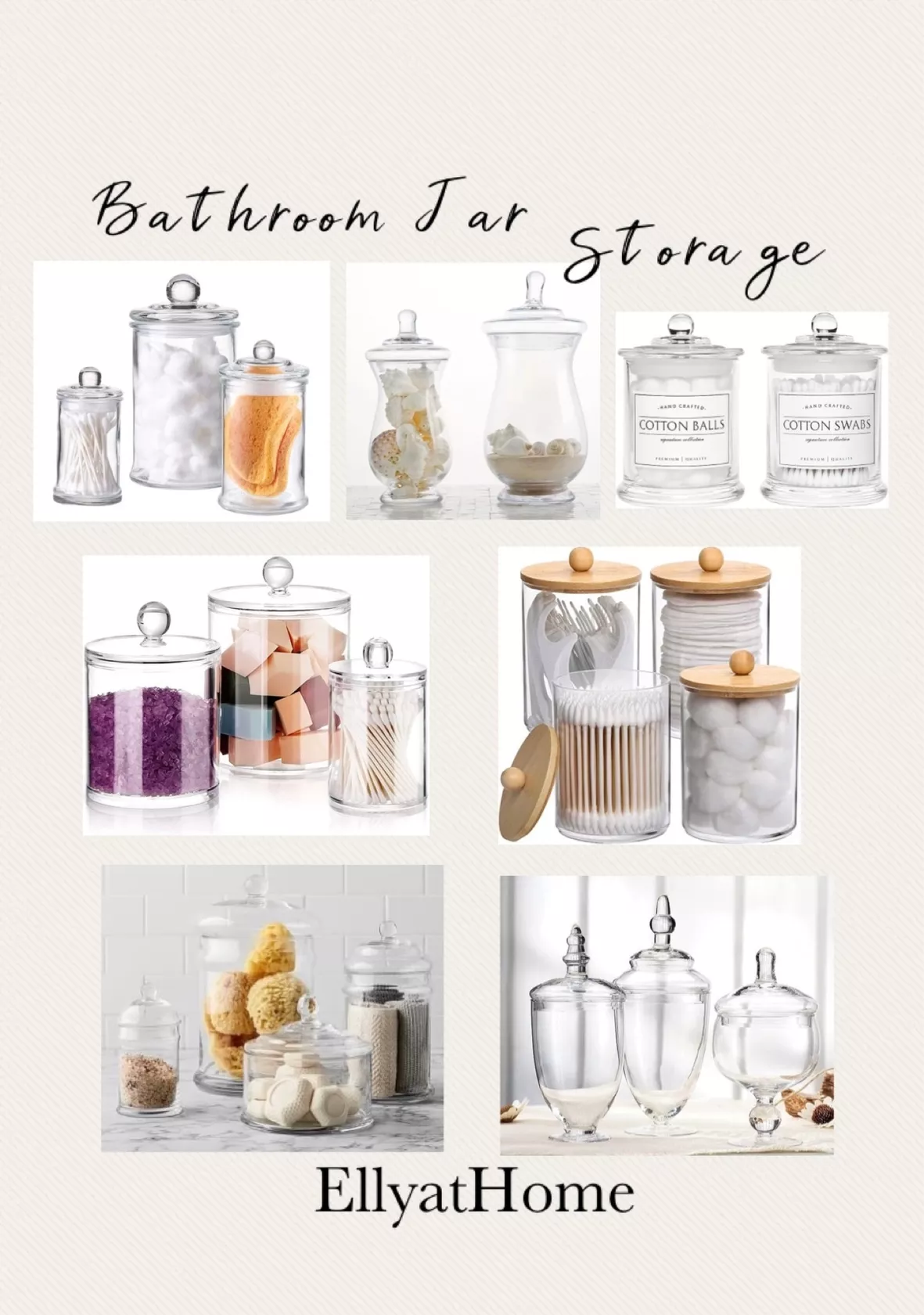 Mini Glass Apothecary Jars-Cotton Jar-Bathroom Storage Organizer