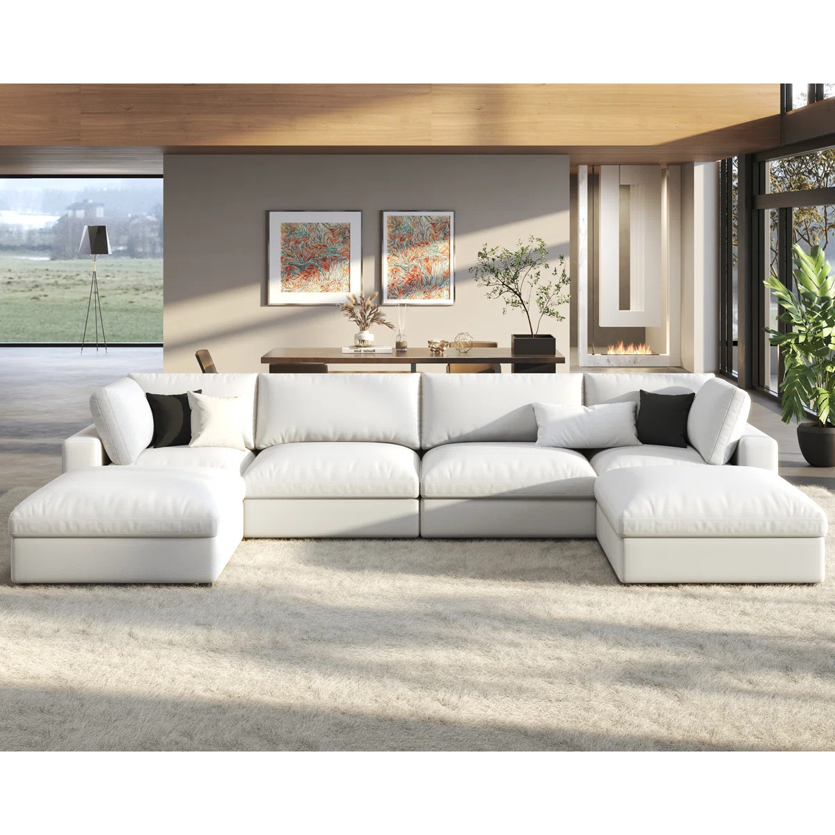 Latitude Run® Modechai Sectional Sofa, 152“ Down Filled Sofa, 6 Seats U Shaped Couch with Chai... | Wayfair North America
