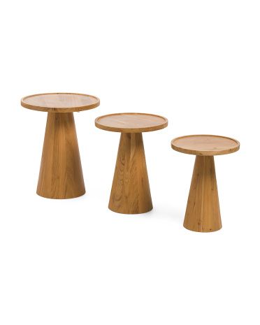 Set Of 3 Natural Acacia Wood Accent Tables | TJ Maxx