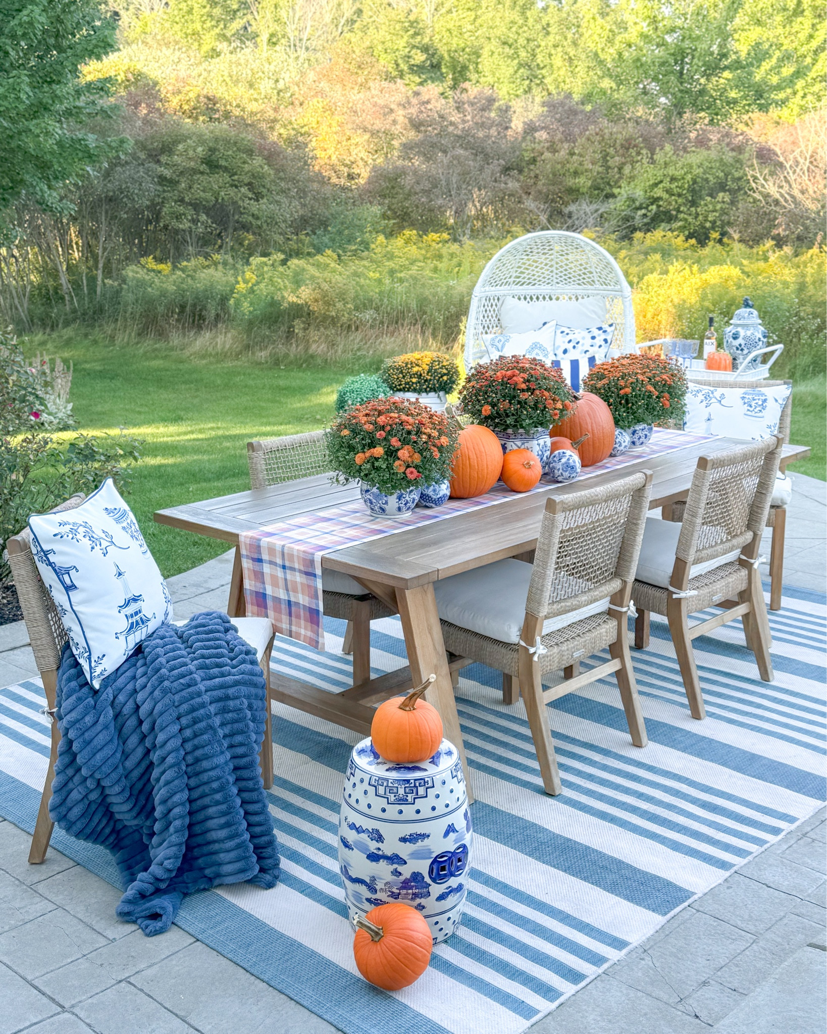 Shop my fall patio! 

Chinoiserie, grand millennial, blue and white decor, pillow covers, outdoor pillows, outdoor furniture, outdoor rug, teak table set, blue and white planters, ginger jars, garden stool, egg chair, Walmart finds, fur throw blanket, fall decor, fall patio, outdoor spaces 

#LTKHome #LTKSeasonal #LTKParties