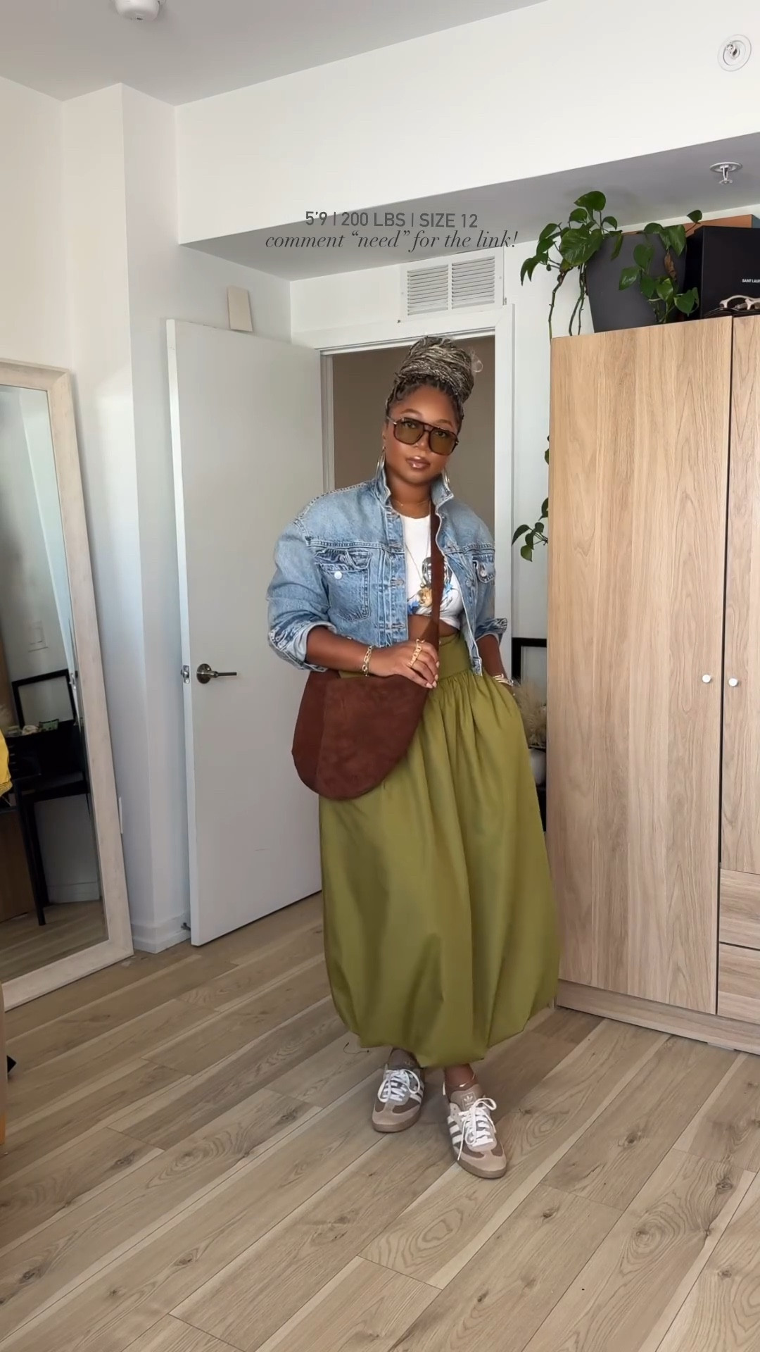 I love this look!!!! And the bag and the skirt ahhh 😭🫶🏽 going shopping and just having a girl day. I am 5’9 wearing a medium top in baby tee. Large in skirt. Jean jacket is from Zara! Linked on my IG 🫶🏽 also this bra is so comfy!!! I was feeling a full coverage kind of day. So butter soft ✨

#LTKmidsize #LTKstyletip