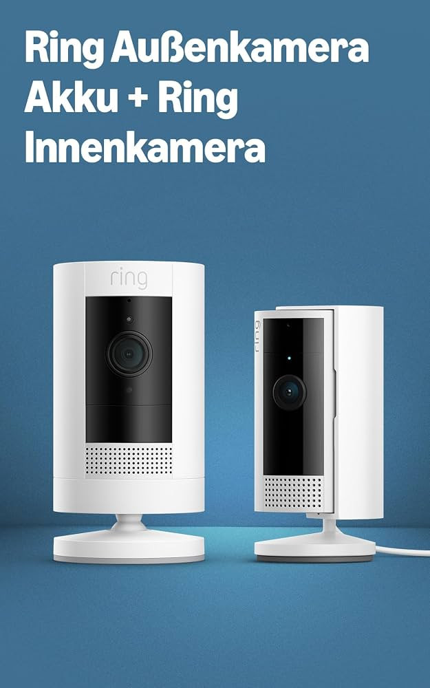 Ring Au\u00dfenkamera Akku (Stick Up Cam) mit Ring Innenkamera | Amazon (DE)