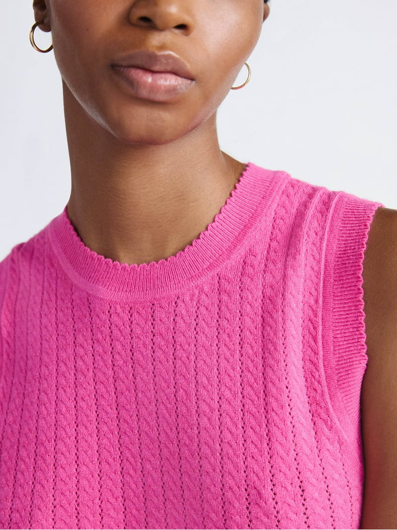 Free Assembly Women's Cozy Yarn Cable Sweater Shell, Sizes XS-XXL | Walmart (US)