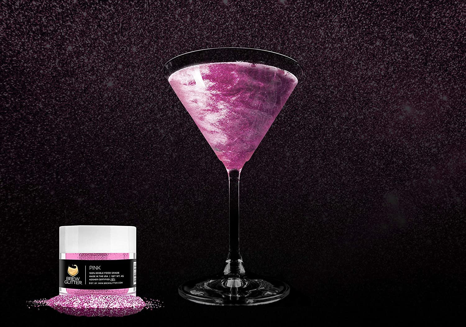 BREW GLITTER Pink Edible Glitter For Drinks, Cocktails, Beer, Drink Garnish & Beverages | 4 Gram ... | Walmart (US)