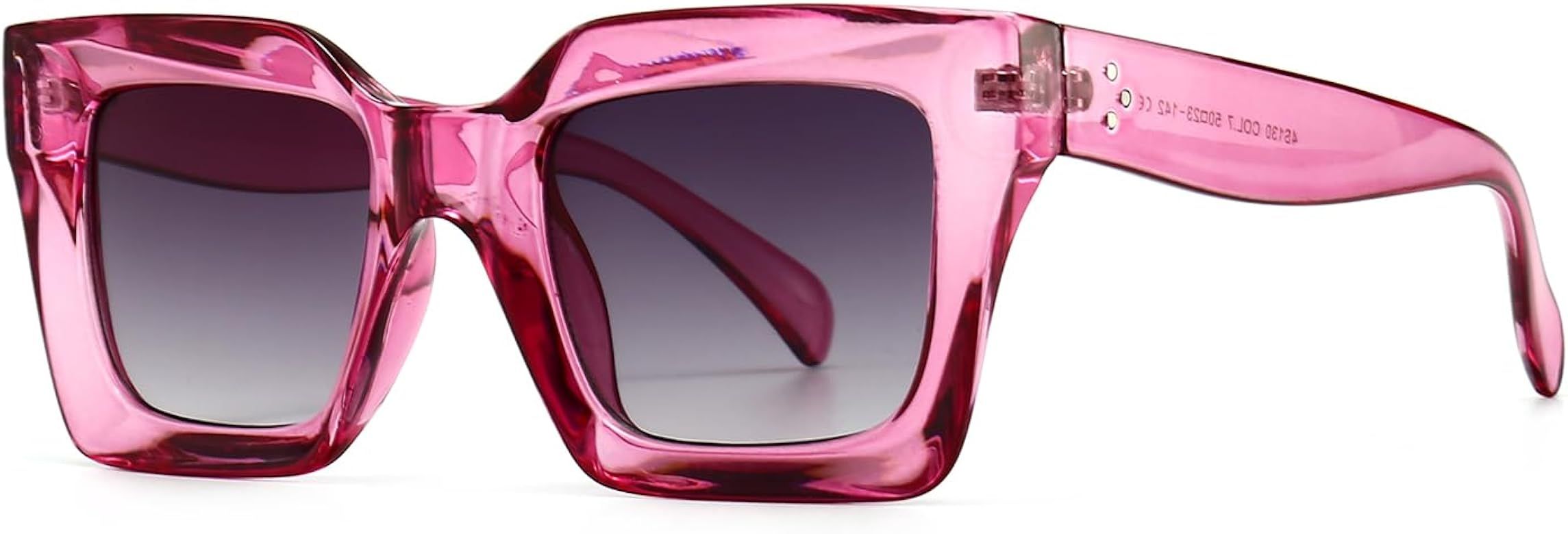 HJSTES Vintage Square Sunglasses for Women Men Retro Thick Square Frame Oversized Shades UV400 Prote | Amazon (US)