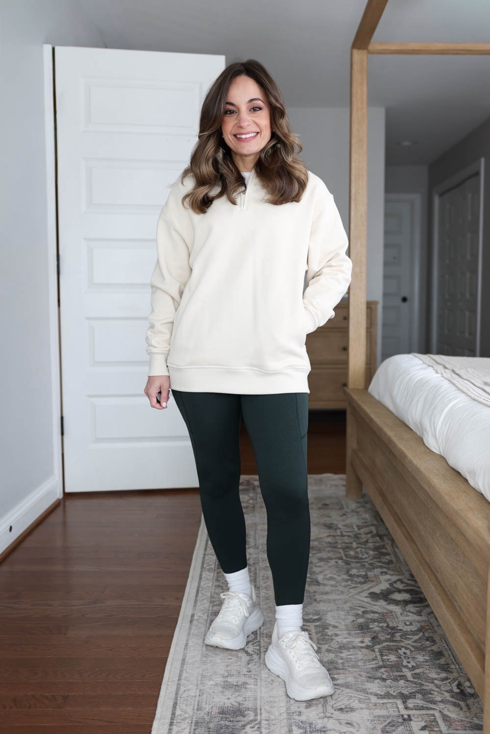 Petite-friendly winter activewear! 

White top (Athleta): xxs 
Fleece Leggings (Athleta): petite xs 
White sweatshirt (Athleta): xxs 

My measurements for reference: I’m 4’10” and 105lbs. My bust, waist, and hip measurement is 32”, 24”, and 36”.

(Winter activewear, fleece leggings, petite fashion) 

#LTKActive #LTKPetite