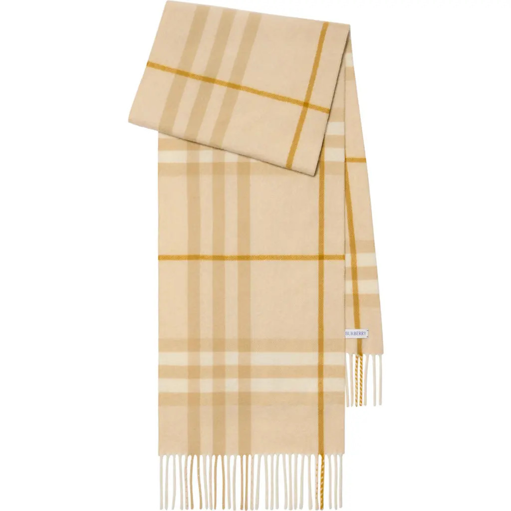 burberry Giant Check Cashmere Scarf in White Denim at Nordstrom | Nordstrom