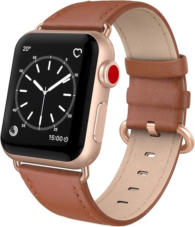 SWEES Leather Band Compatible for iWatch 41mm 40mm 38mm, Genuine Leather Replacement Strap Rose G... | Amazon (US)