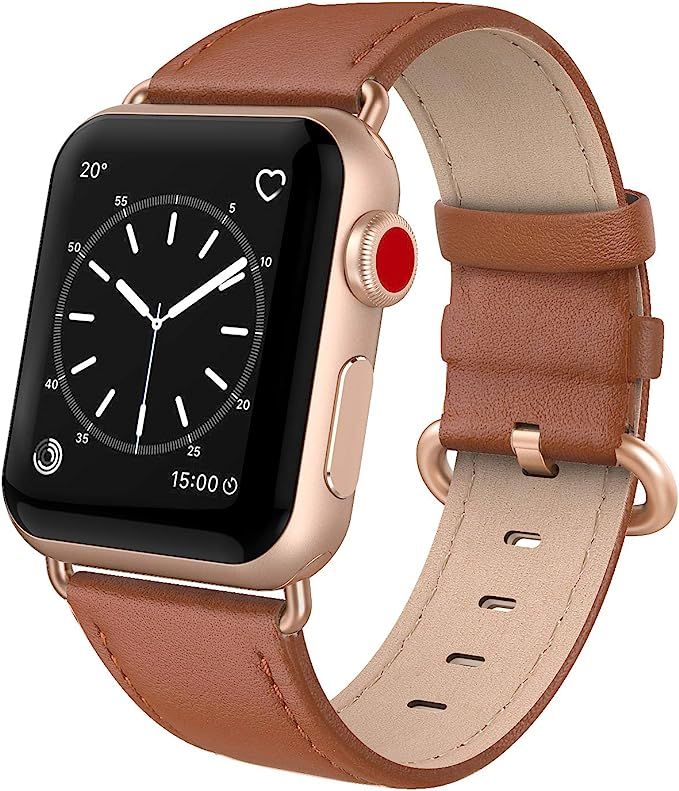 SWEES Leather Band Compatible for iWatch 41mm 40mm 38mm, Genuine Leather Replacement Strap Rose G... | Amazon (US)