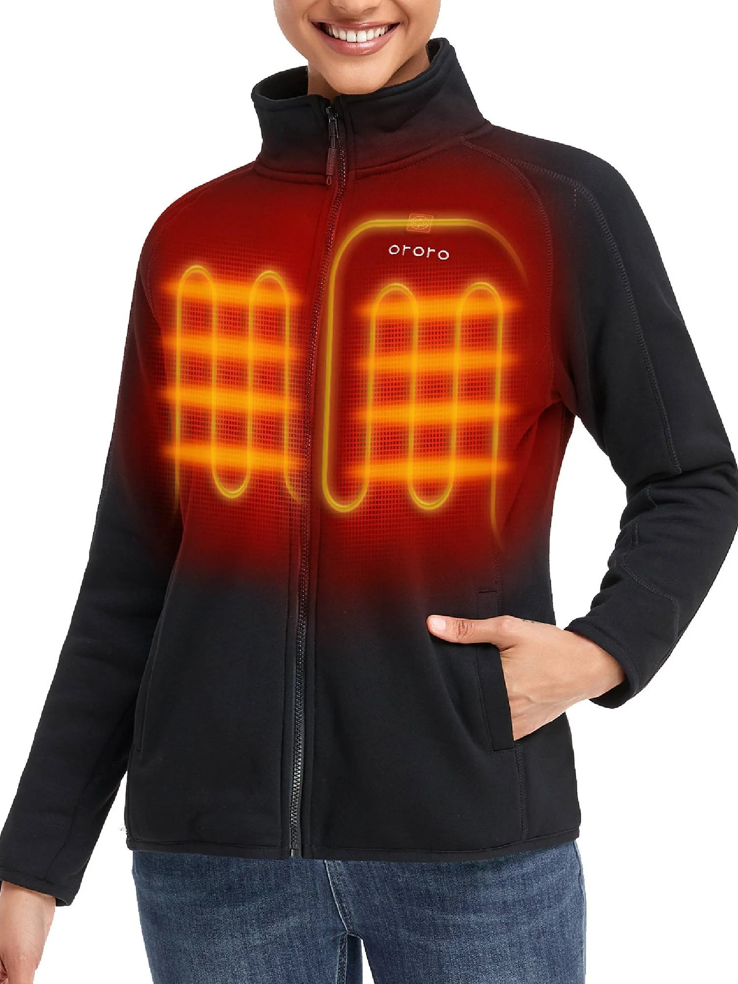ORORO Women's Full-Zip Heated Fleece Jacket with Battery, Fleece Heated Jacket for Winter Outdoor... | Walmart (US)
