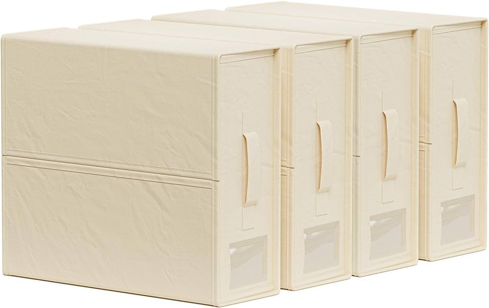 SheetCube 4 Pack Bed Sheet Organizers and Storage, Foldable Bedding Storage Box Container with Wi... | Amazon (US)