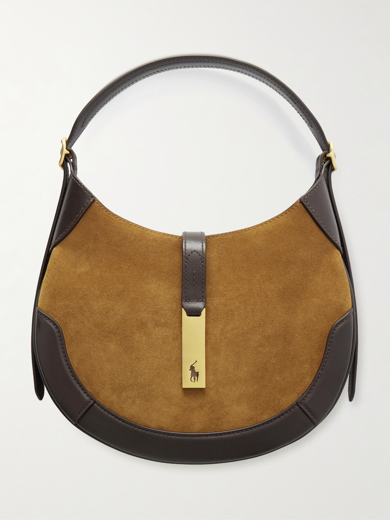 Polo Ralph Lauren - Polo Id Small Leather-trimmed Suede Shoulder Bag - Light brown | NET-A-PORTER (UK & EU)