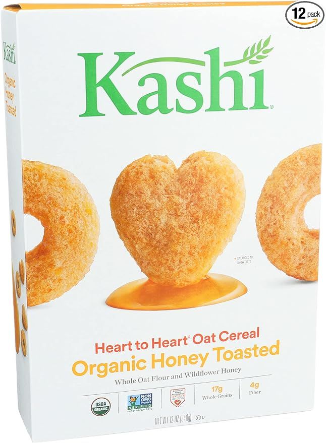 Kashi Organic Heart To Heart Oat Cereal Honey Toasted, 12 Ounce Box (Pack of 12) | Amazon (US)