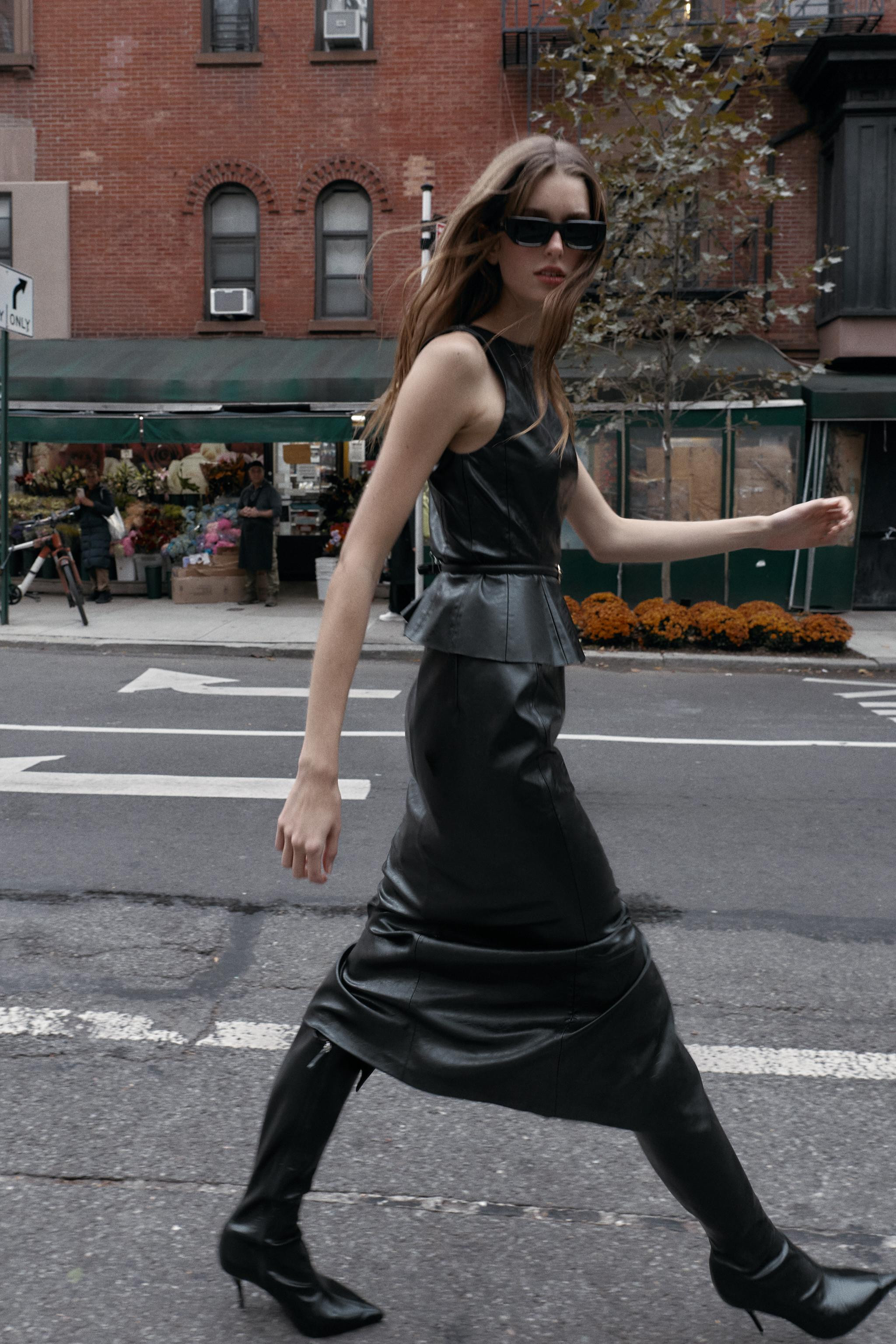 FAUX LEATHER MIDI SKIRT | Zara US