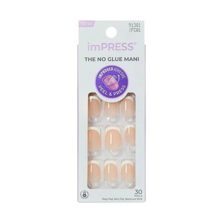 imPRESS Classic French Press On Nails No Glue Needed White Tips Short Square 30 Ct. | Walmart (US)